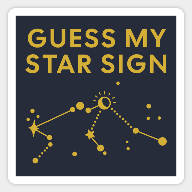 Guess My Star Sign – Aquarius Zodiac, Astrology Constellation - Classic Gold Print Magnet by Designed By Marty